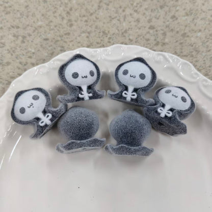 ✨【NEW】Halloween Flocked Trio | Spooky Tree, Ghost & Hooded Skull Flocked Resin Charms, Vertical Hole DIY Jewelry Supplies