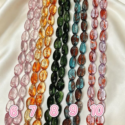 ✨【NEW】Sea Glass | Brush‑Streaked Mouse‑Shape Glass Beads For DIY Bracelet