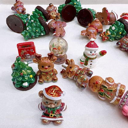 ✨【NEW】Christmas Resin Charms | Iridescent UV Finish Assorted Christmas Characters Through Hole Resin Beads for DIY Phone Straps & Bag Charms