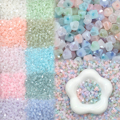 ✨【NEW】6mm Jade Prism Heart | Imitation Jade Faceted Heart Triangle Glass Beads, Pastel Mixed Colors for DIY Jewelry
