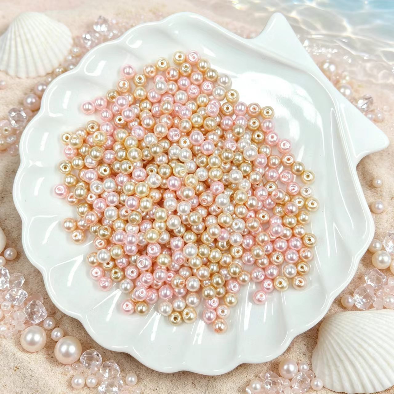 ✨【NEW】6mm Peach Lume | Peach‑Champagne Pearl‑Like Glass Beads for DIY Bracelet Earring Jewelry Making