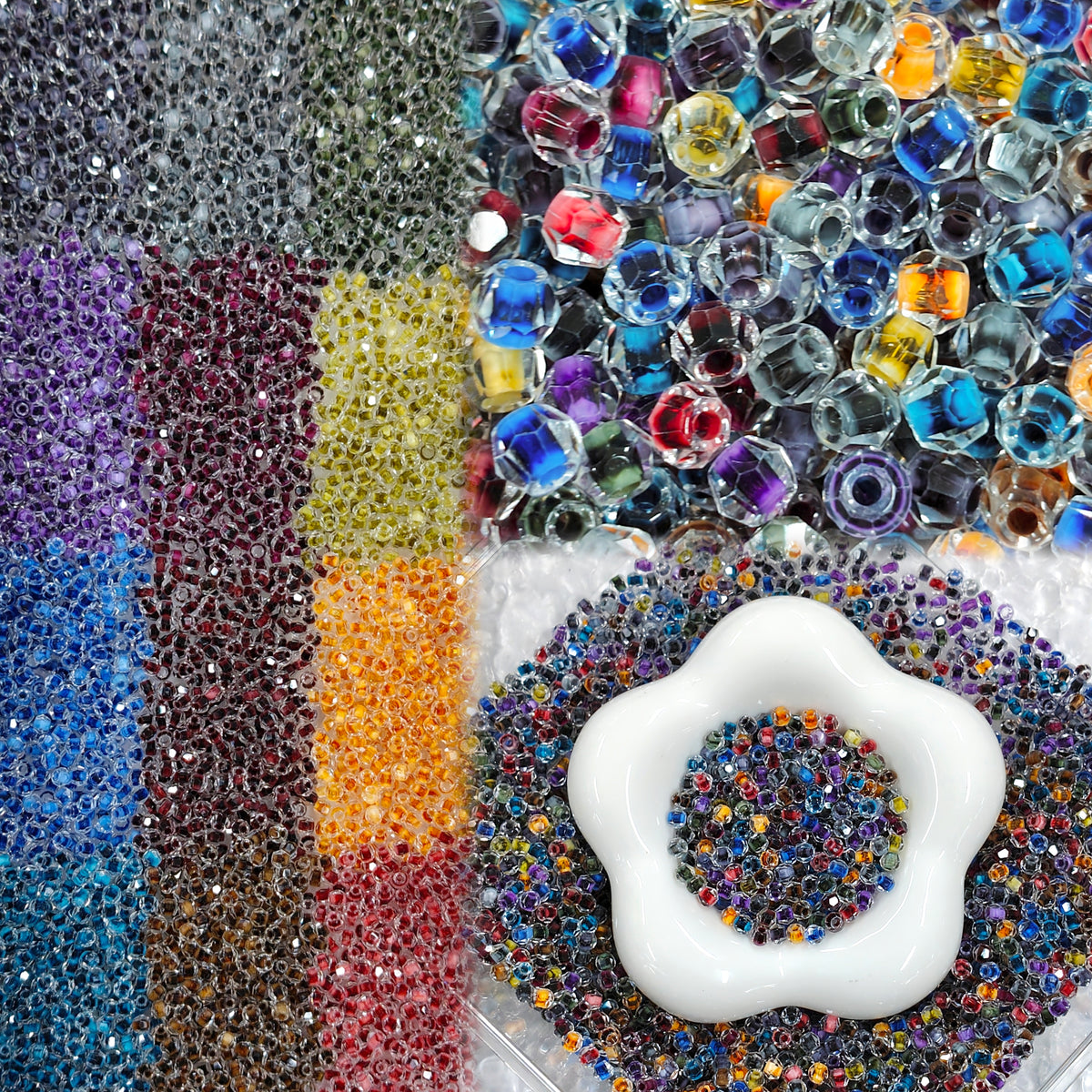 ✨【NEW】Ink Mist Prism | Two‑Tone Inner Core Fire‑Polished Glass Beads