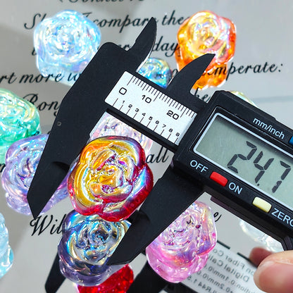 ✨【NEW】Aurora Rose | AB Half Plated 3D Double Sided Glass Rose Beads With Hole