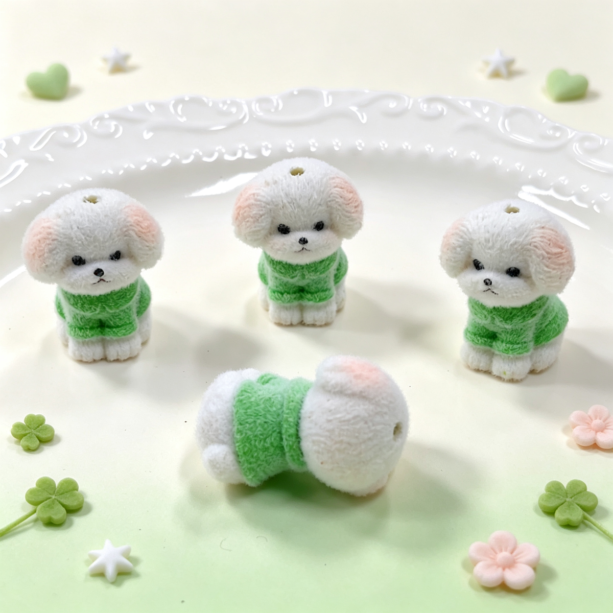 ✨【NEW】Fluffy Bichon | Flocked Bichon Dog Charms for DIY Jewelry & Craft