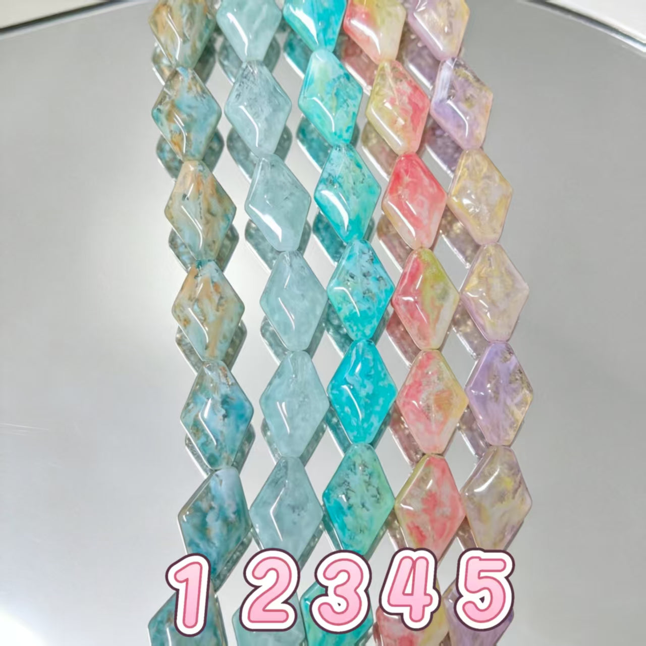 ✨【NEW】Pastel Rhombus｜Marbled Glass Beads for DIY Jewelry Making