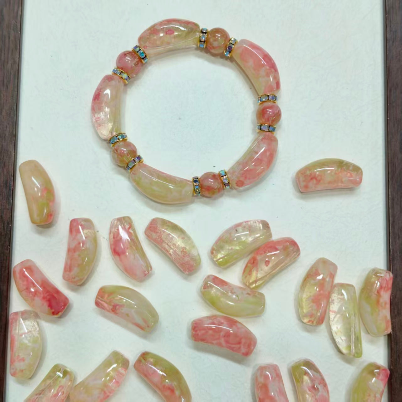 ✨【NEW】Pastel Curved Cube｜Marbled Glass Beads for DIY Jewelry Making