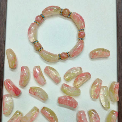 ✨【NEW】Pastel Curved Cube｜Marbled Glass Beads for DIY Jewelry Making