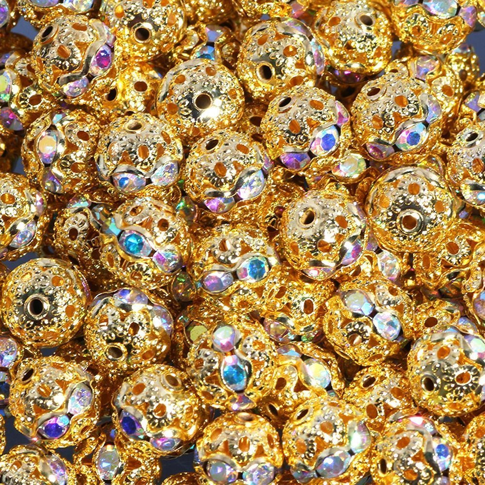 Copper rhinestone spacer beads for DIY jewelry making