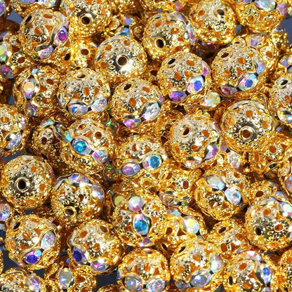 Copper rhinestone spacer beads for DIY jewelry making