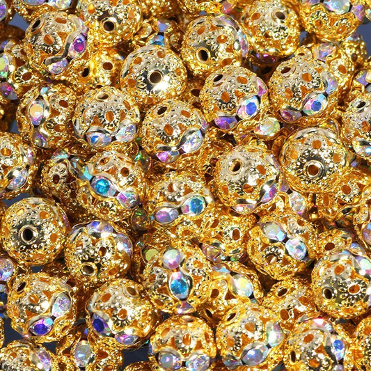 Copper rhinestone spacer beads for DIY jewelry making