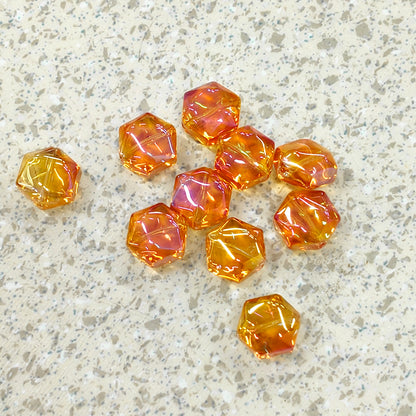 ✨【NEW】Metallic Hexagon Faceted Beads, Iridescent Plated Glass Beads for Jewelry Supply