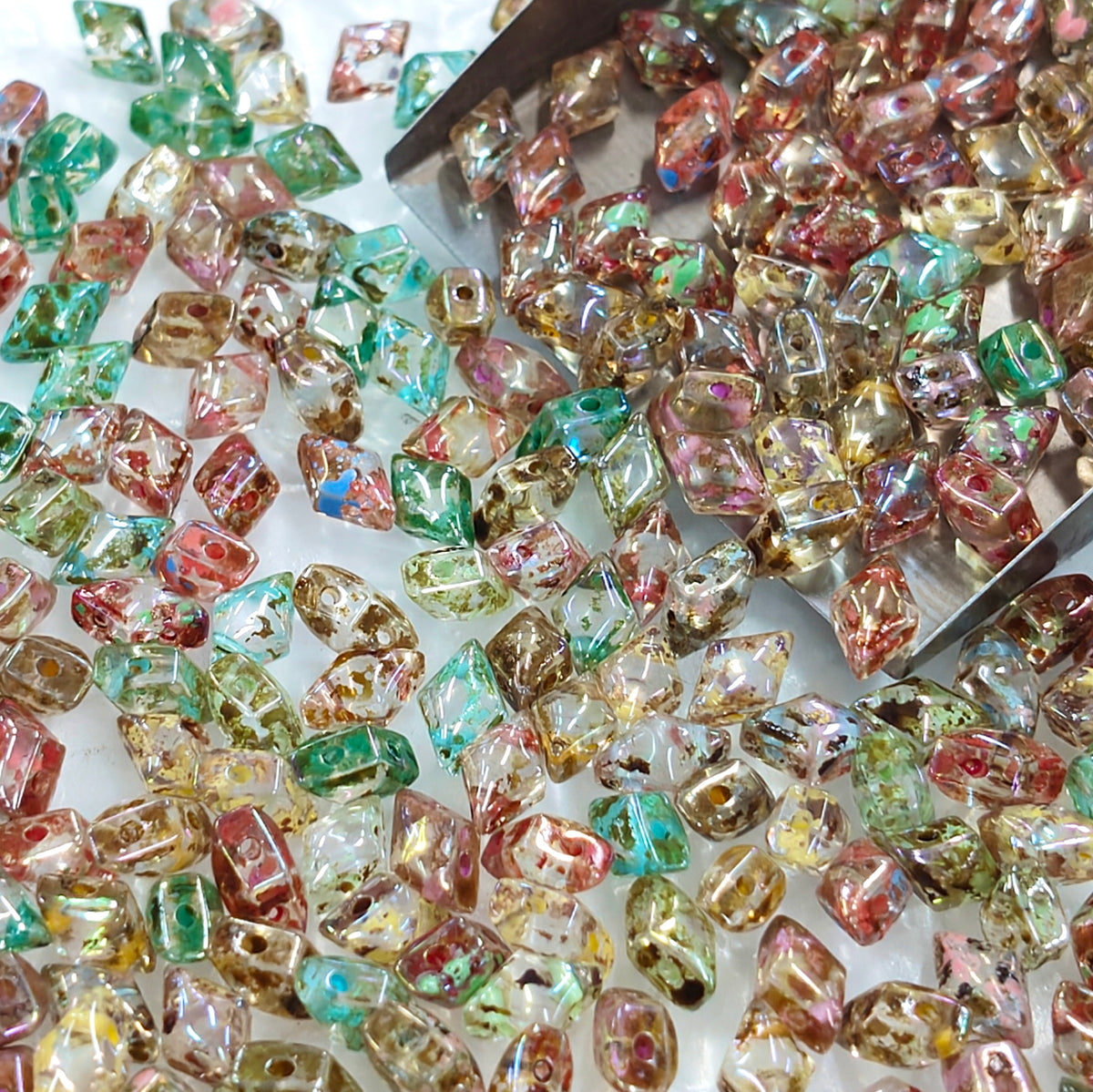 ✨【NEW】Double Hole Picasso Rhomb | Glass Rhombus Beads for DIY Jewelry Making