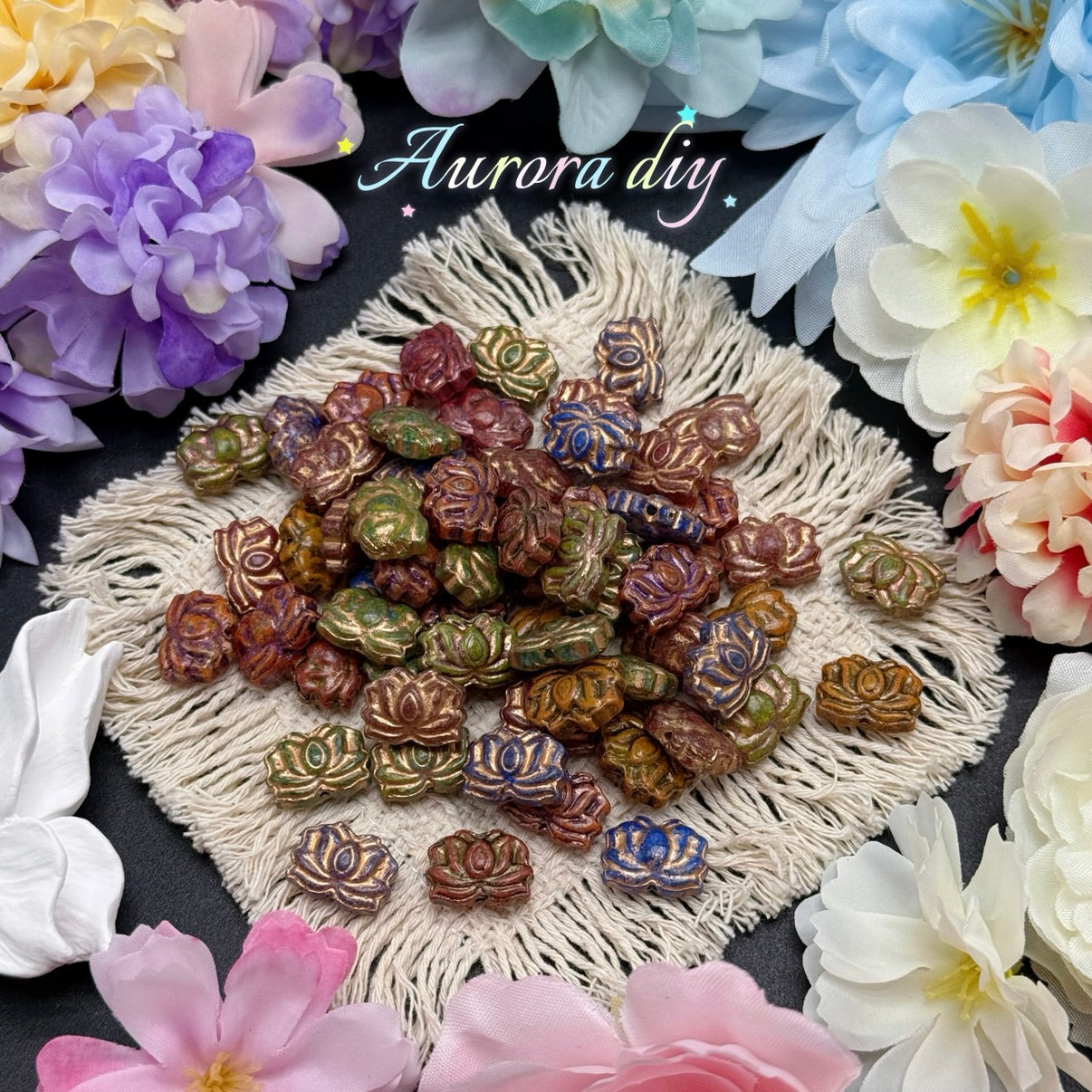 [NEW] Vintage Gold Inlay Czech Glass Beads