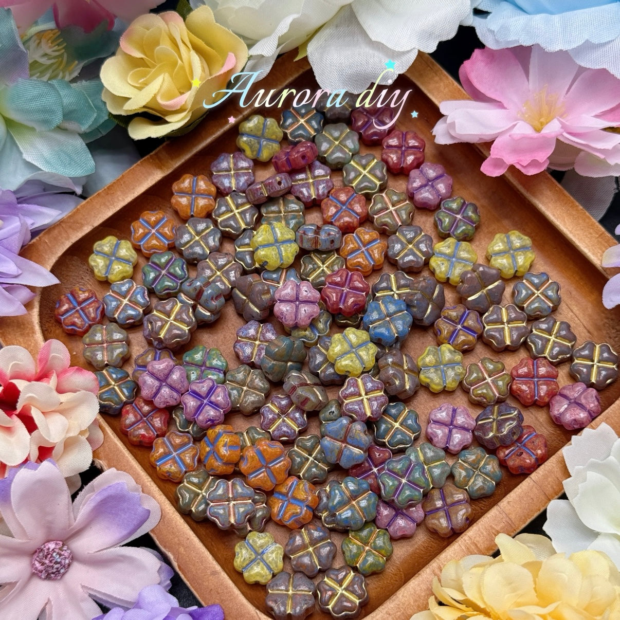 [NEW] Vintage Gold Inlay Czech Glass Beads
