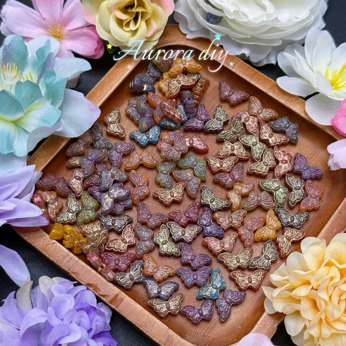 [NEW] Vintage Gold Inlay Czech Glass Beads