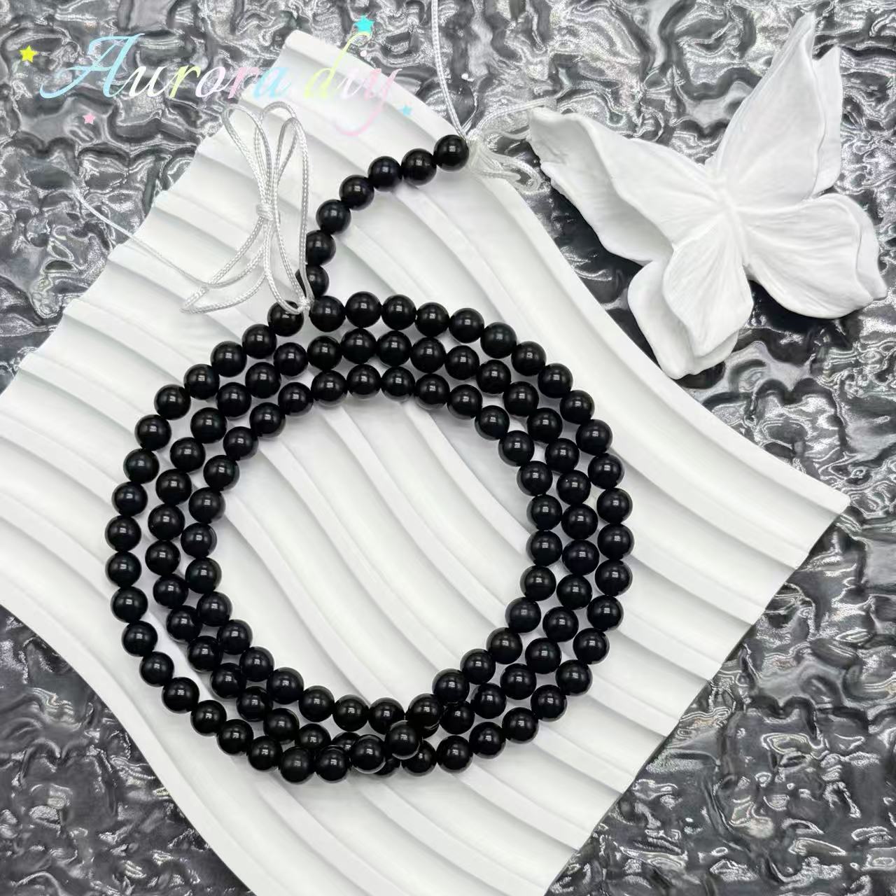 Bodhi string-6mm Black Round Beads
