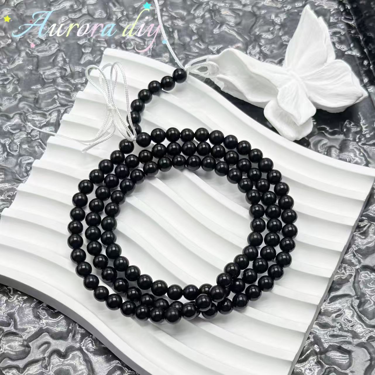 Bodhi string-6mm Black Round Beads