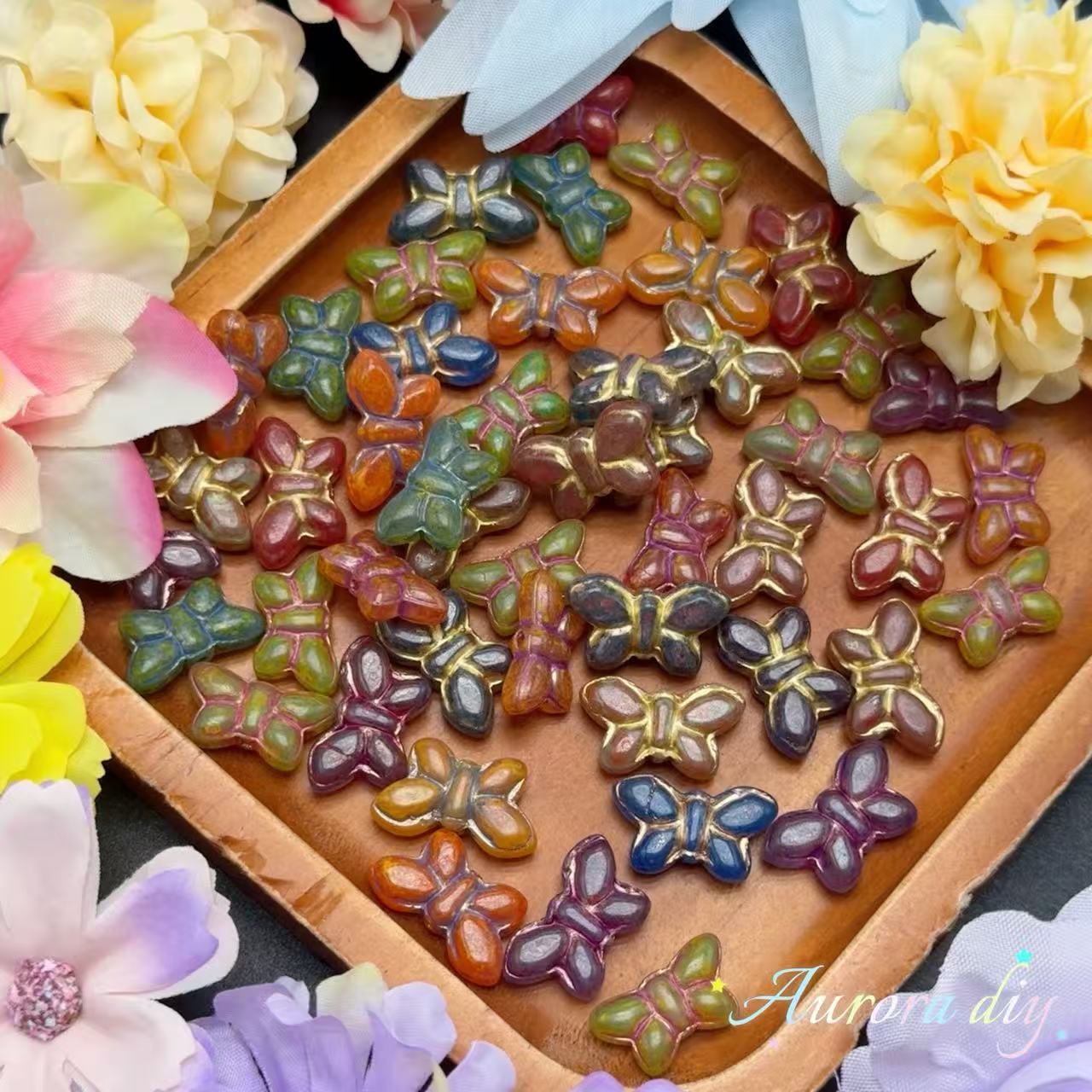 [NEW] Vintage Gold Inlay Czech Glass Beads