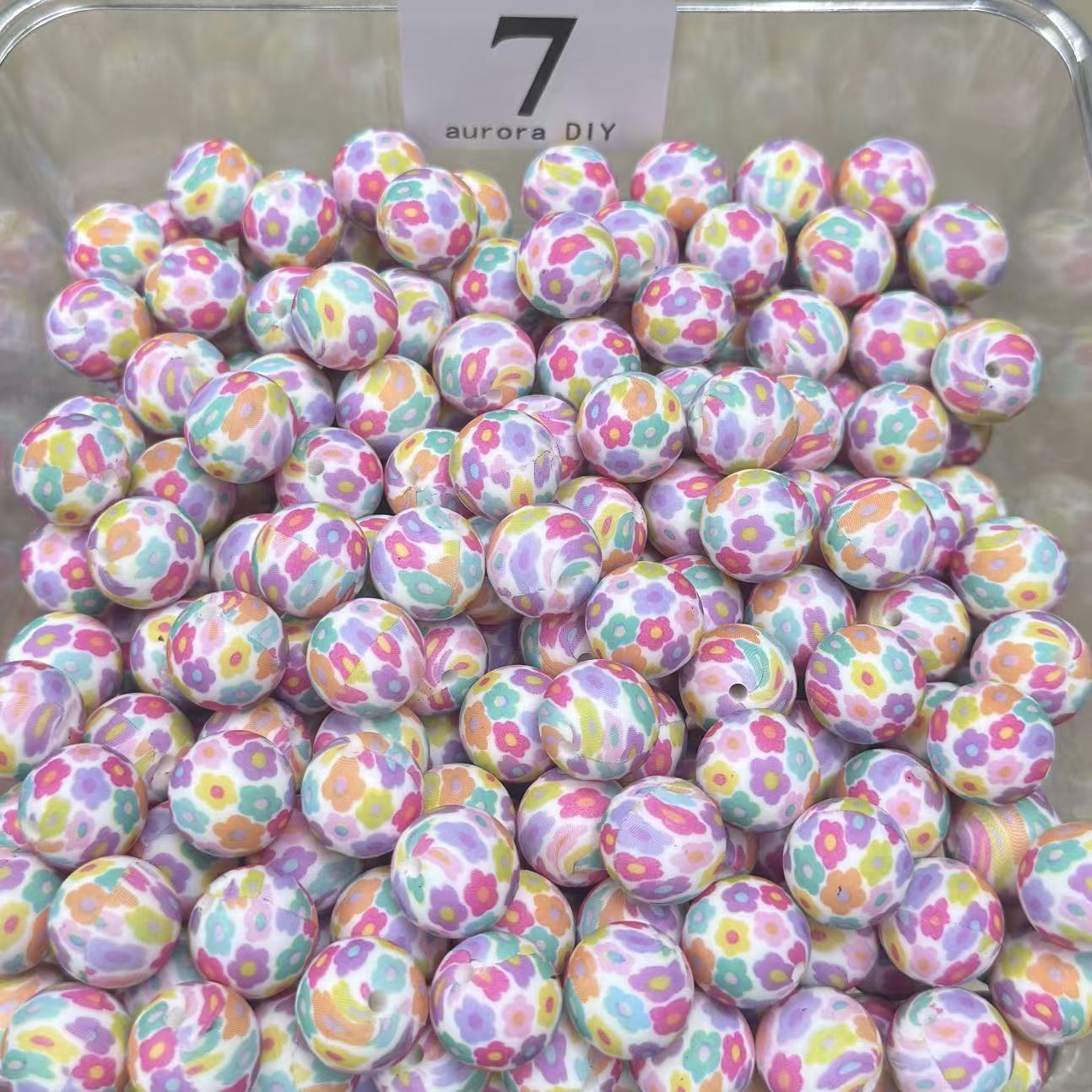 DIY Silicone Beads – Colorful Printed【For Jewelry DIY Crafts】