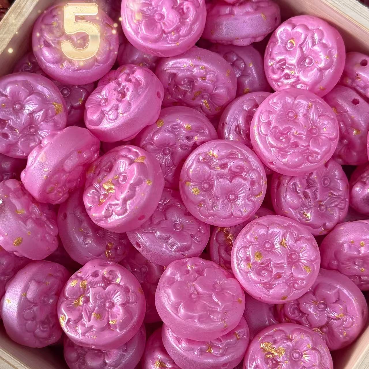 Glass-Embossed Floral Coin Beads