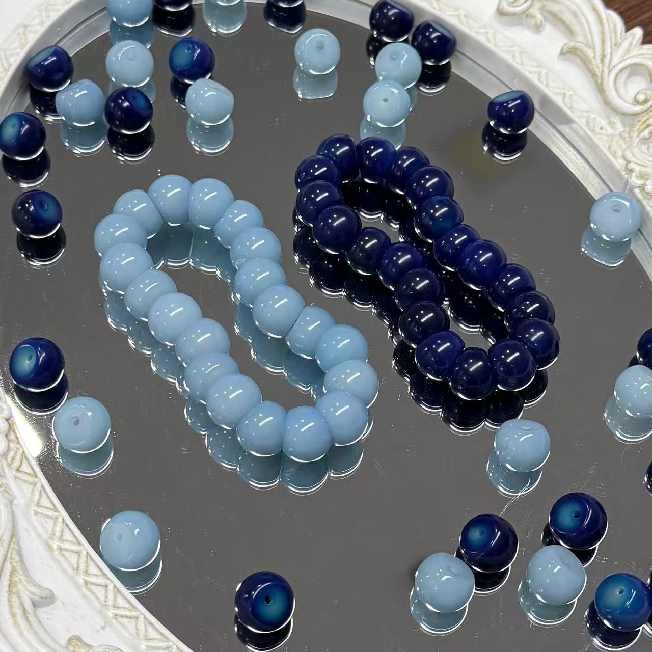[NEW] F41-13.5mm Frost Blue Garlic Bodhi|for Bracelet & Jewelry DIY making