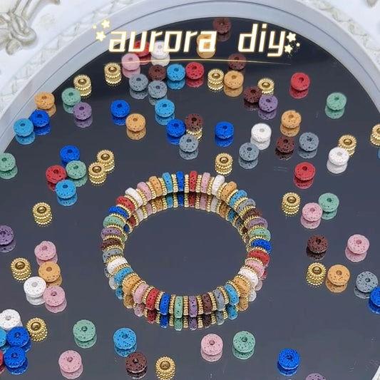 Volcanic Rainbow Energy Disc Beads