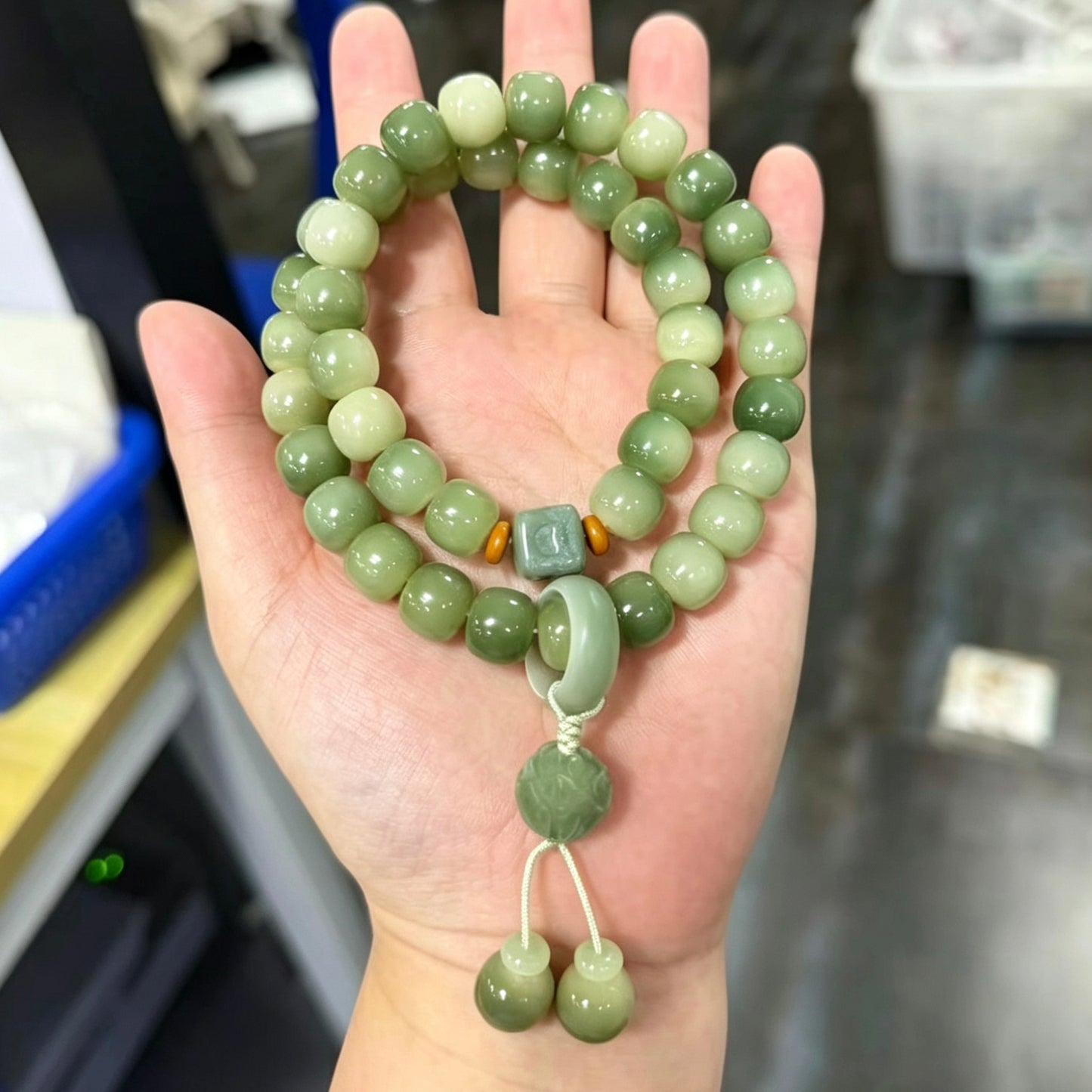 [NEW] K74-10*11mm Jade Mist Barrel Bodhi|for Bracelet & Jewelry DIY making