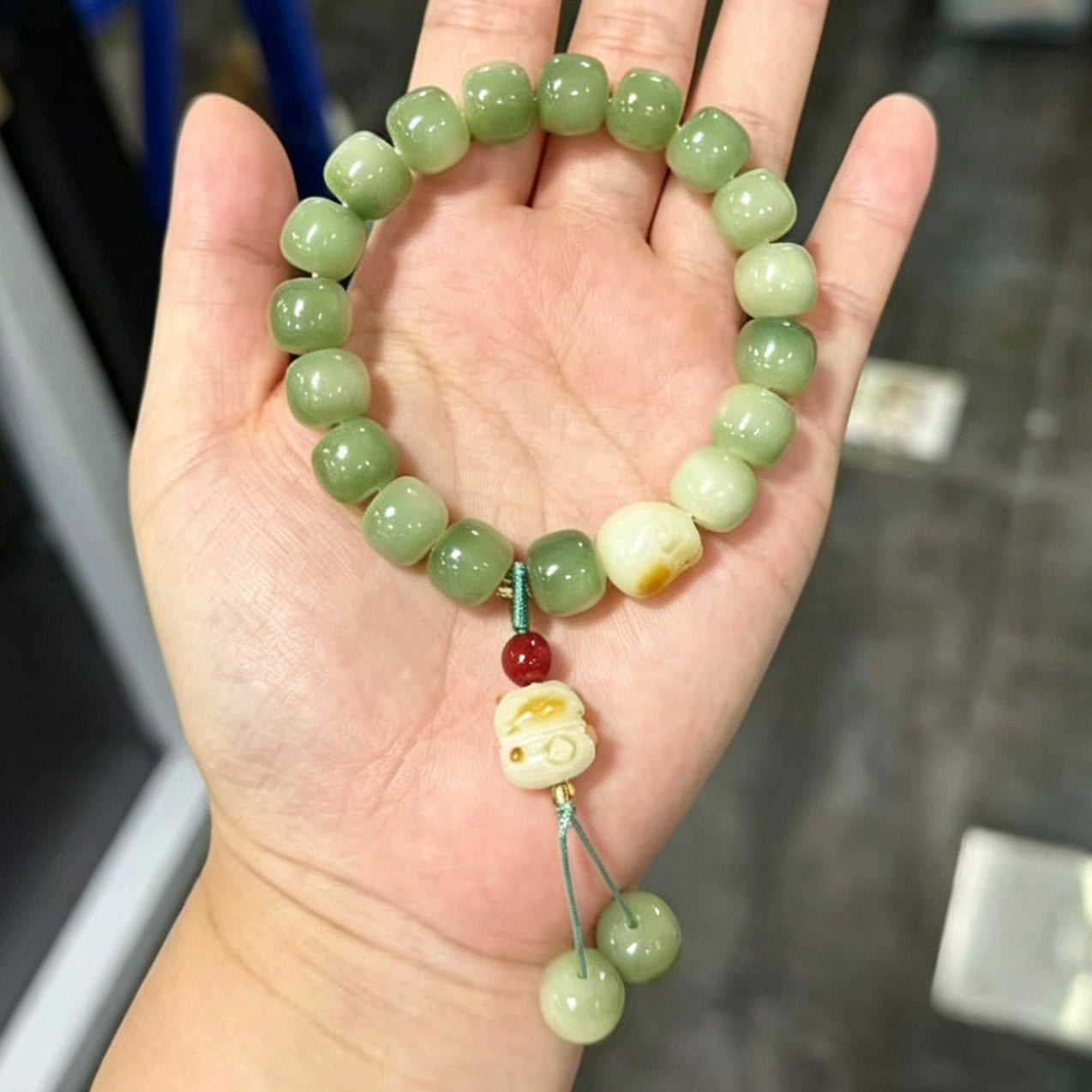 [NEW] K74-10*11mm Jade Mist Barrel Bodhi|for Bracelet & Jewelry DIY making