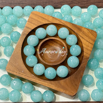 [NEW]-GLASS 15mm Cloud Marbled Speckled Glass Round Beads