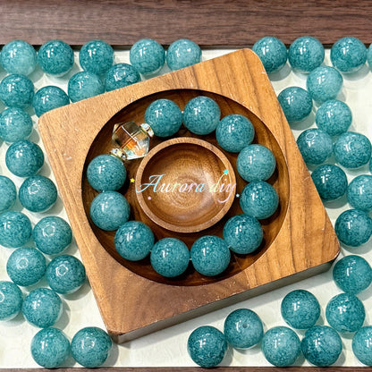 [NEW]-GLASS 15mm Cloud Marbled Speckled Glass Round Beads