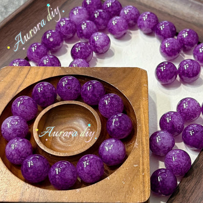 [NEW]-GLASS 15mm Cloud Marbled Speckled Glass Round Beads