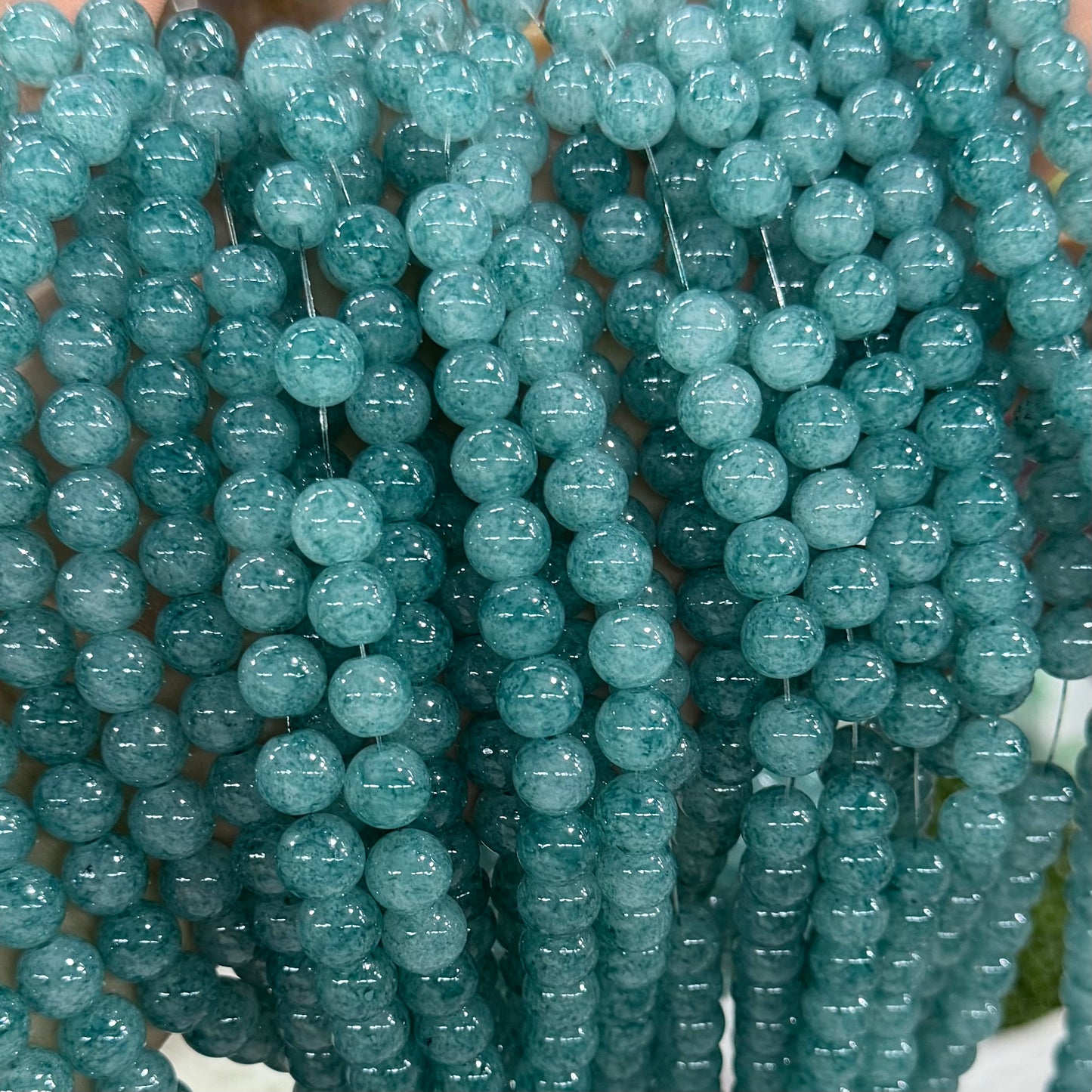 [NEW]Glass-10mm Cloud Marbled Speckled Glass Round Beads, Matching 15mm Series