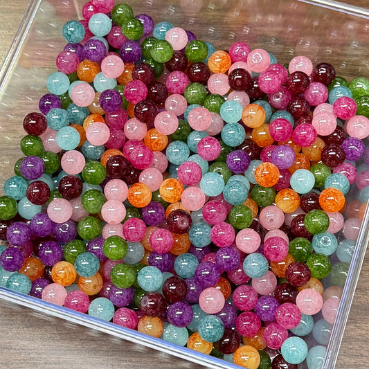 [NEW]Glass-10mm Cloud Marbled Speckled Glass Round Beads, Matching 15mm Series