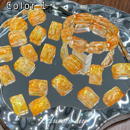 [NEW]Double‑Hole Wavy Rectangle Glass Beads-DIY Handmade Bracelet Necklace Jewelry Making Supplies