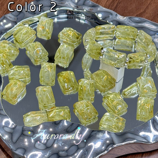 [NEW]Double‑Hole Wavy Rectangle Glass Beads-DIY Handmade Bracelet Necklace Jewelry Making Supplies