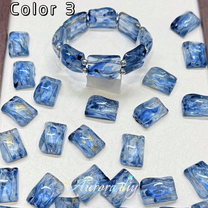 [NEW]Double‑Hole Wavy Rectangle Glass Beads-DIY Handmade Bracelet Necklace Jewelry Making Supplies