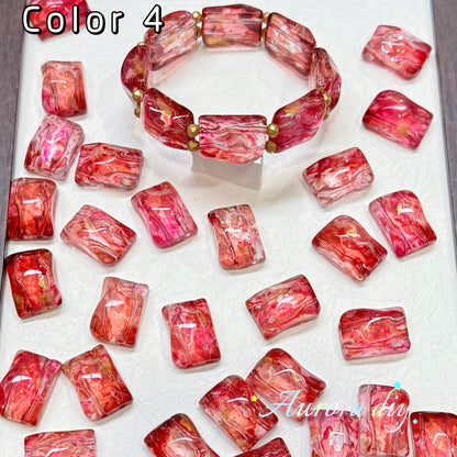 [NEW]Double‑Hole Wavy Rectangle Glass Beads-DIY Handmade Bracelet Necklace Jewelry Making Supplies