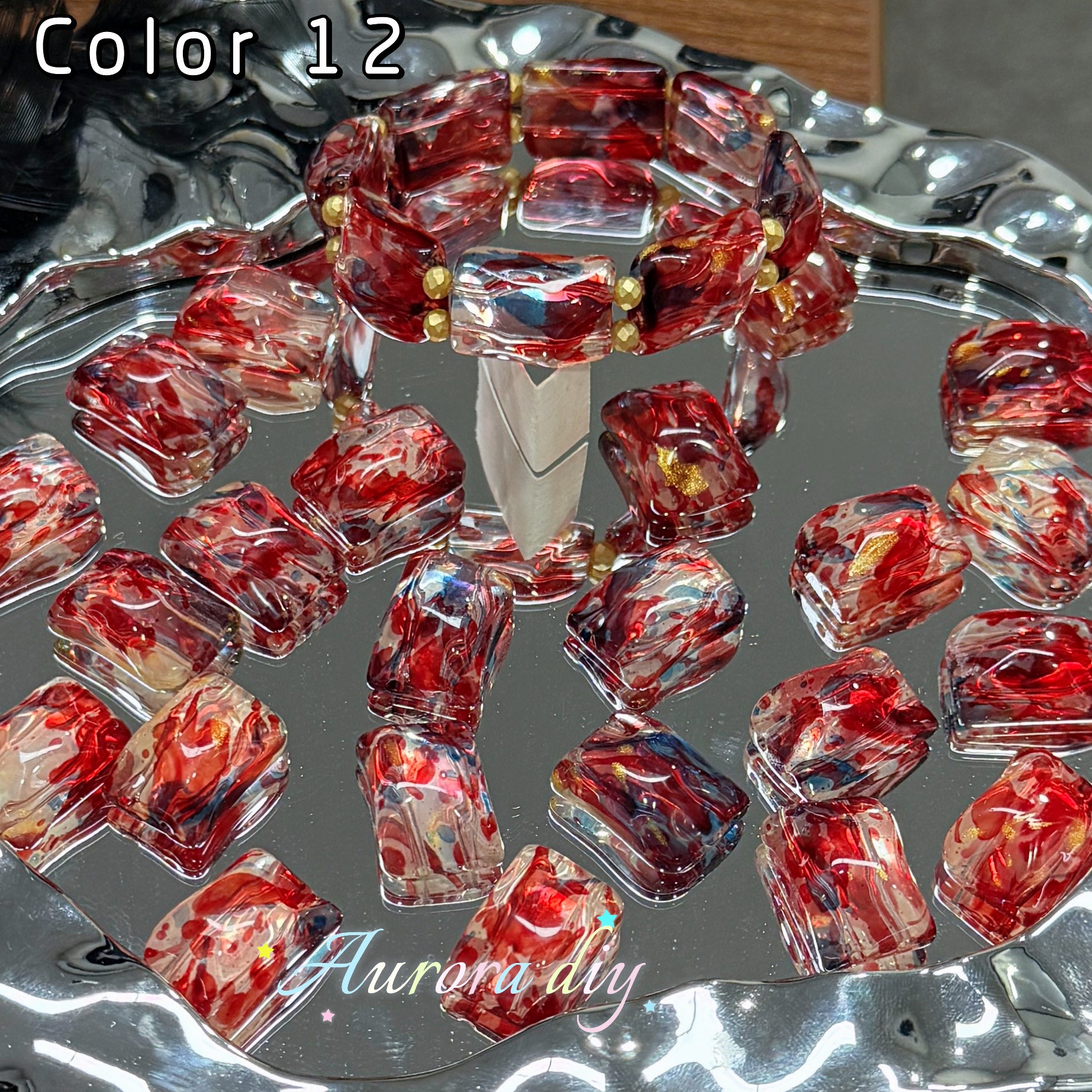 [NEW]Double‑Hole Wavy Rectangle Glass Beads-DIY Handmade Bracelet Necklace Jewelry Making Supplies
