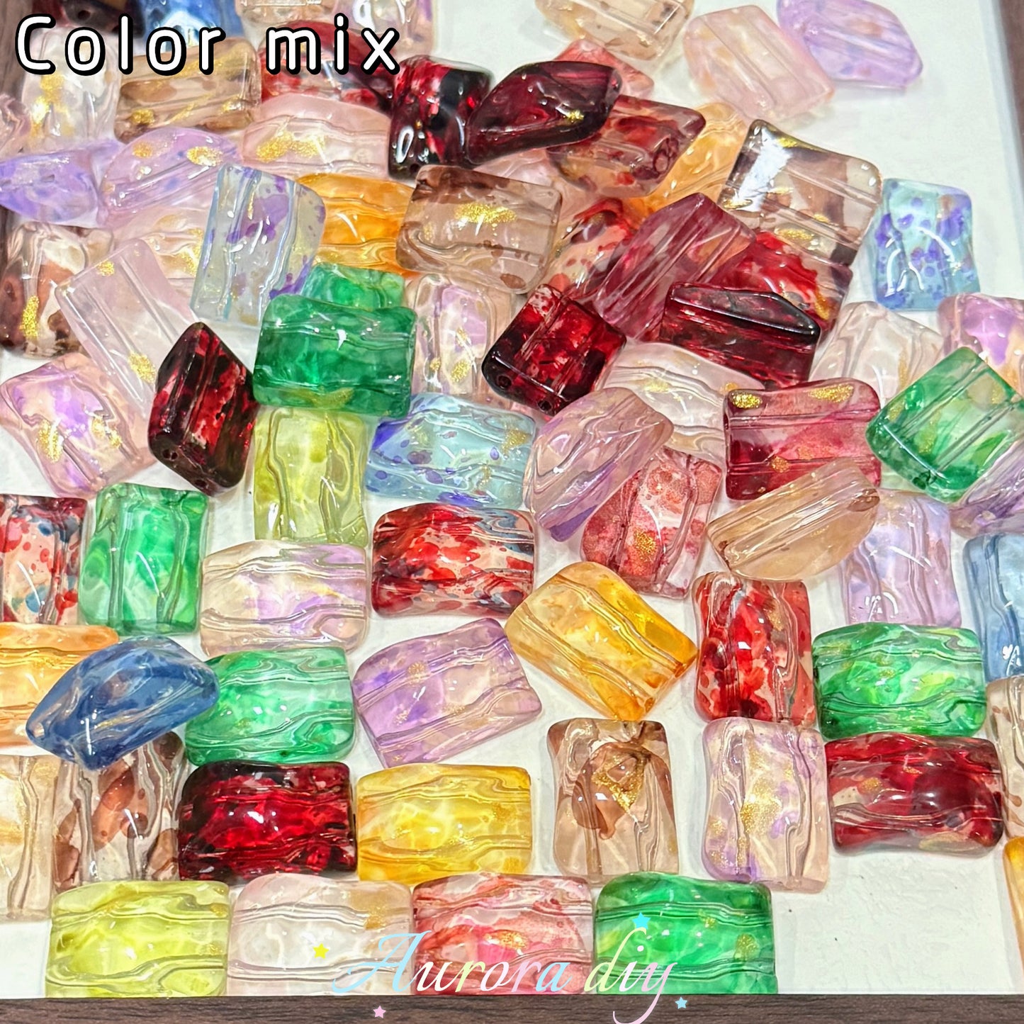 [NEW]Double‑Hole Wavy Rectangle Glass Beads-DIY Handmade Bracelet Necklace Jewelry Making Supplies
