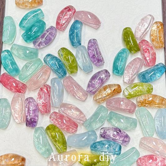 [NEW]Glass-Multicolor Curved Tube Glass Beads For DIY Bracelet Necklace Jewelry Making Craft Supplies