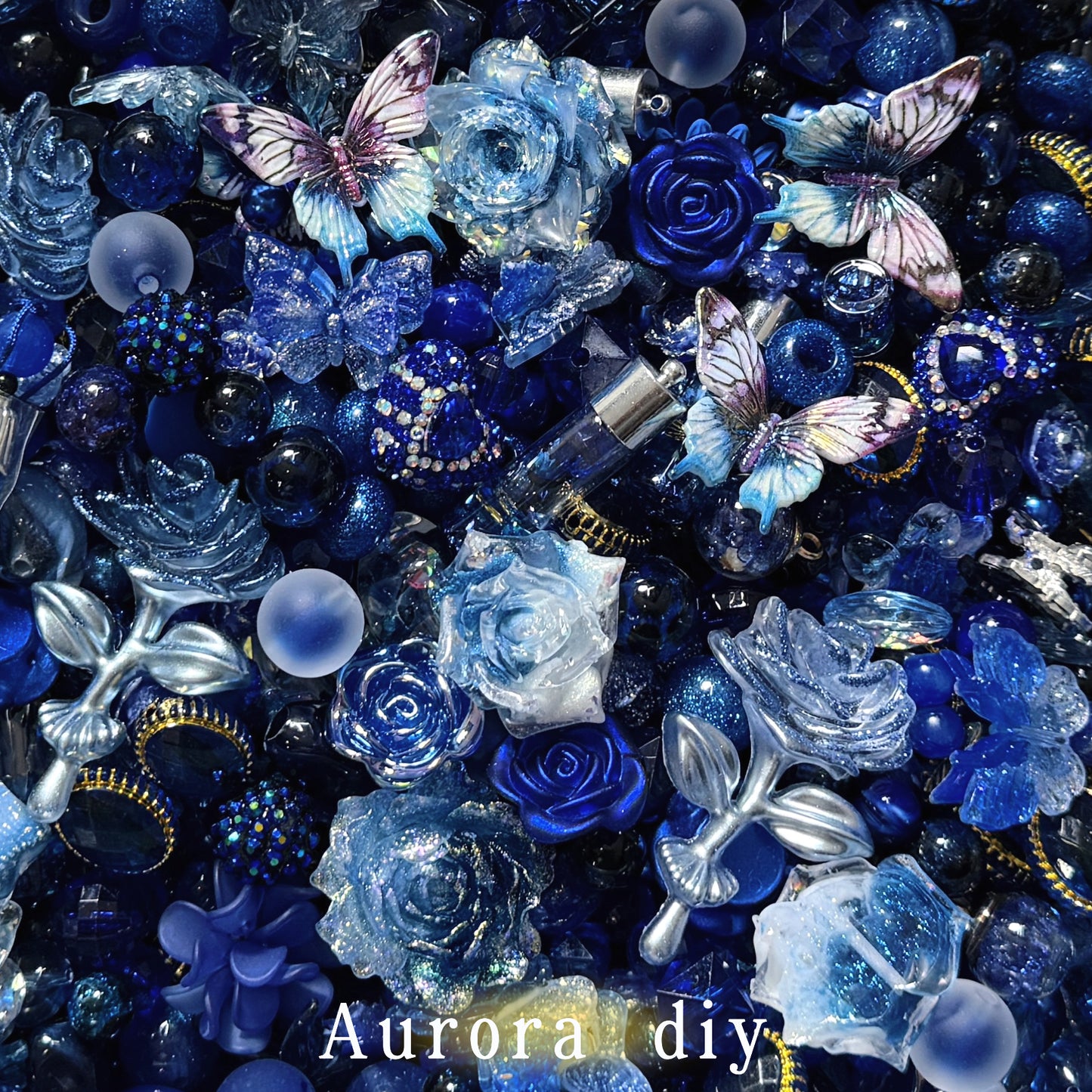Royal Blue Glitter Acrylic Beads Mix |for DIY Jewelry Making