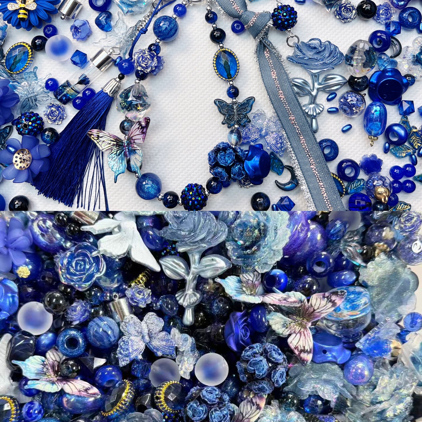 Royal Blue Glitter Acrylic Beads Mix |for DIY Jewelry Making