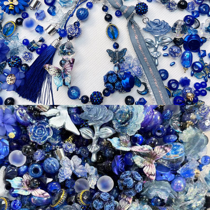 Royal Blue Glitter Acrylic Beads Mix |for DIY Jewelry Making