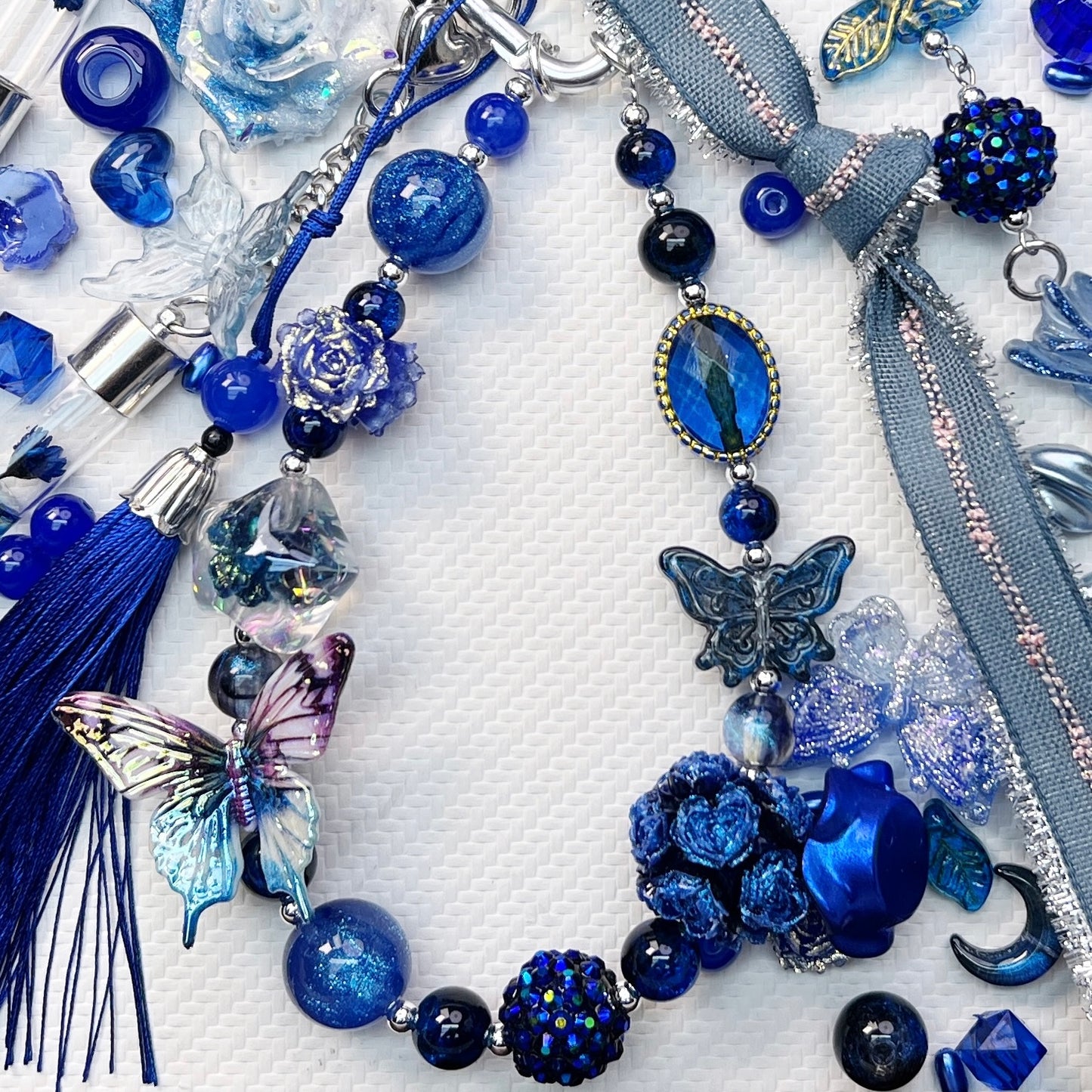 Royal Blue Glitter Acrylic Beads Mix |for DIY Jewelry Making