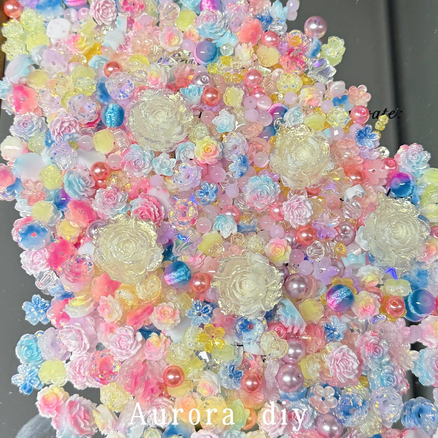[NEW]Neon Clay-Soft Flowers, Acrylic & Glass Pearl Assorted Beads for DIY Jewelry Making