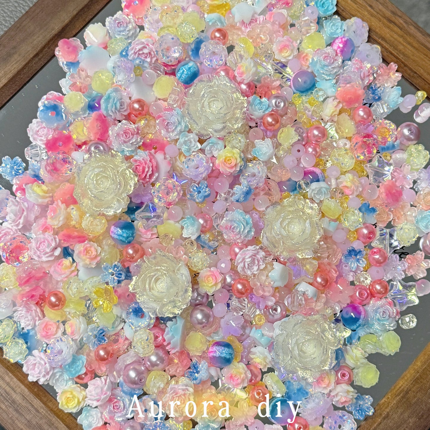 [NEW]Neon Clay-Soft Flowers, Acrylic & Glass Pearl Assorted Beads for DIY Jewelry Making