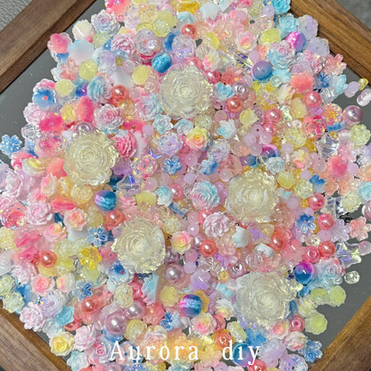 [NEW]Neon Clay-Soft Flowers, Acrylic & Glass Pearl Assorted Beads for DIY Jewelry Making
