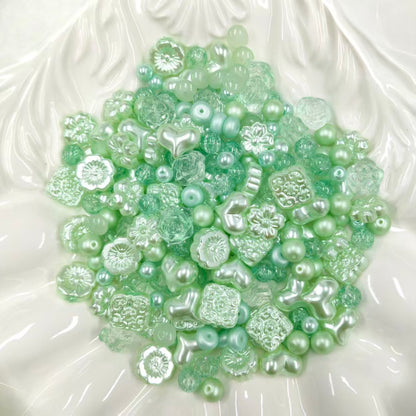 ✨【NEW】Mint Breeze｜Assorted‑Shape Glass Beads with Pearl‑Like Finish for DIY Jewelry Making
