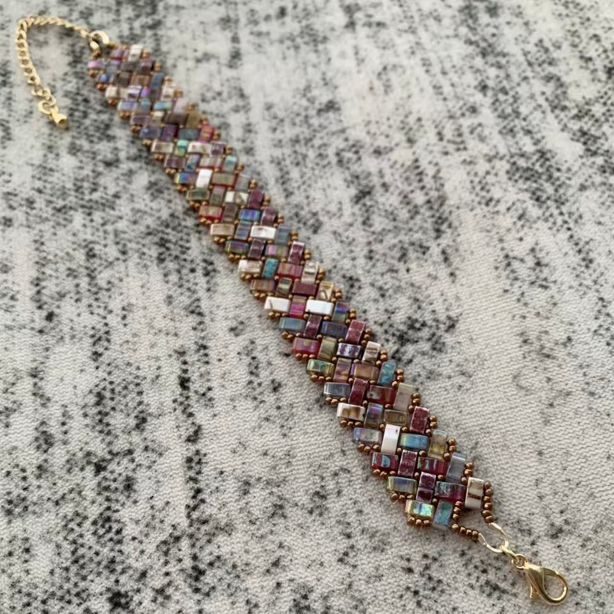 ✨【NEW】Picasso Tila | Two‑Hole Quarter Tila Glass Beads with Picasso Finish for DIY Bracelets, Necklaces & Jewelry Making
