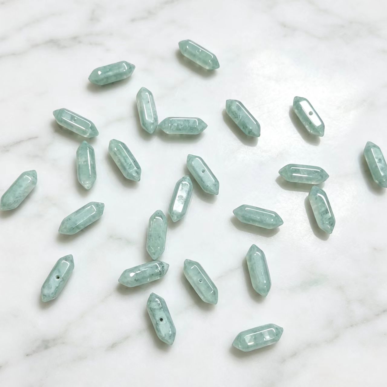 ✨【NEW】Gradient Double‑Point Prism｜Faceted Glass Beads for DIY Bracelet Jewelry Making